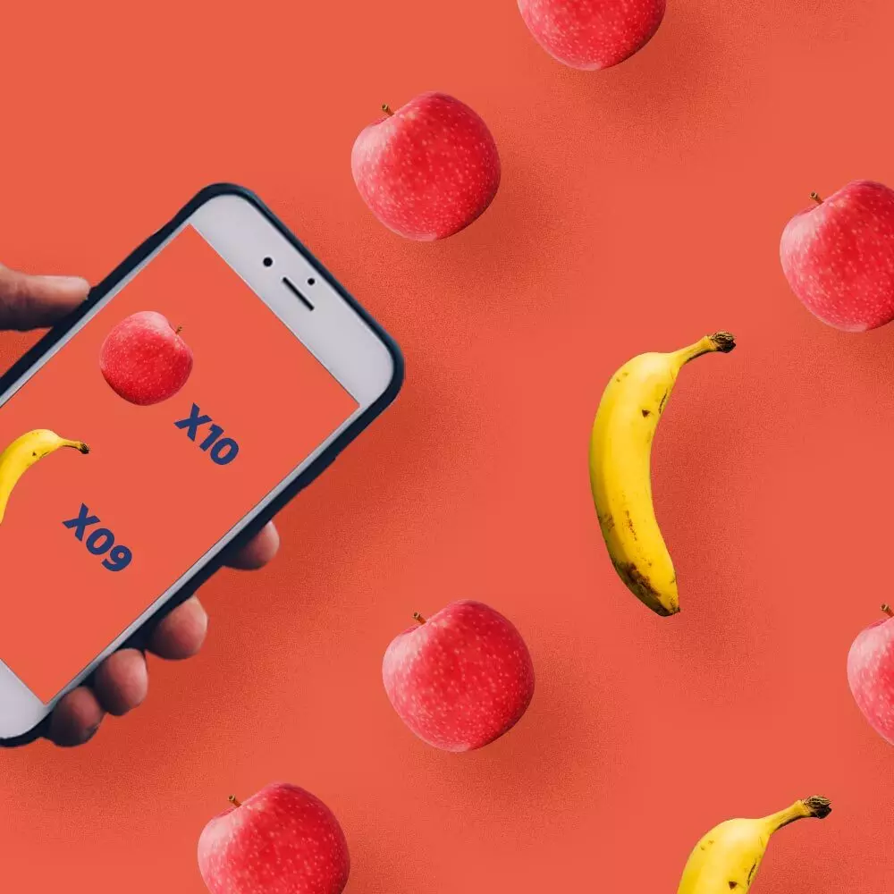 Ecran smartphone avec fruits